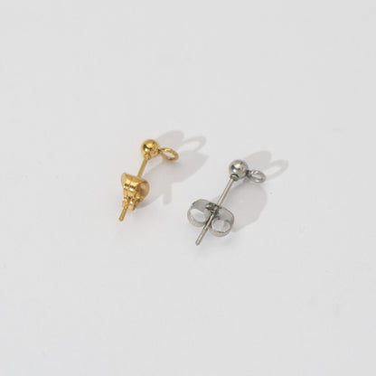 (5 Pair) 3mm Simple Plain Round Half Stud Earrings DIY Stainless Steel PVD Gold Plated Paku Anting Tusuk Setengah Jadi Hypoallergenic