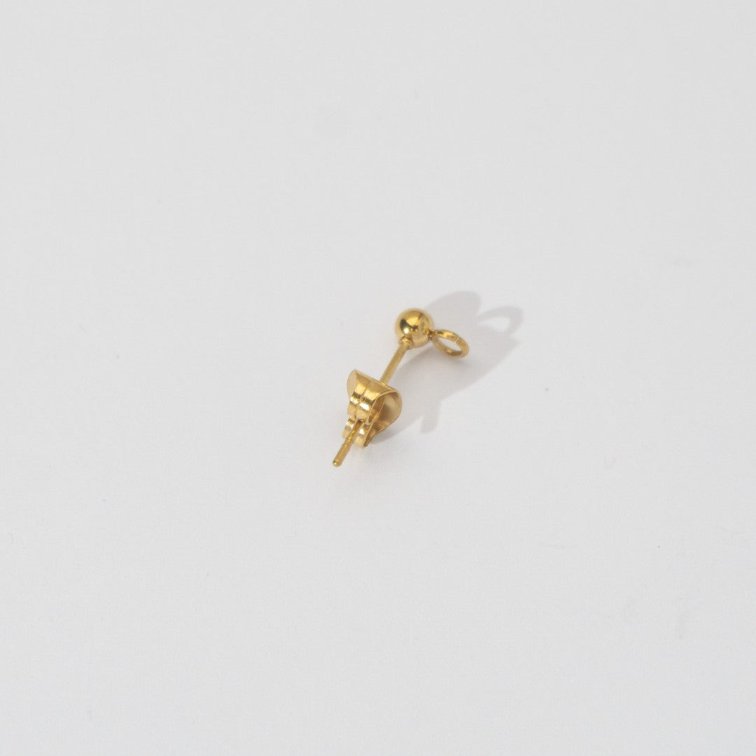 (5 Pair) 3mm Simple Plain Round Half Stud Earrings DIY Stainless Steel PVD Gold Plated Paku Anting Tusuk Setengah Jadi Hypoallergenic