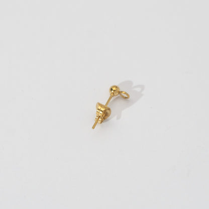 (5 Pair) 3mm Simple Plain Round Half Stud Earrings DIY Stainless Steel PVD Gold Plated Paku Anting Tusuk Setengah Jadi Hypoallergenic