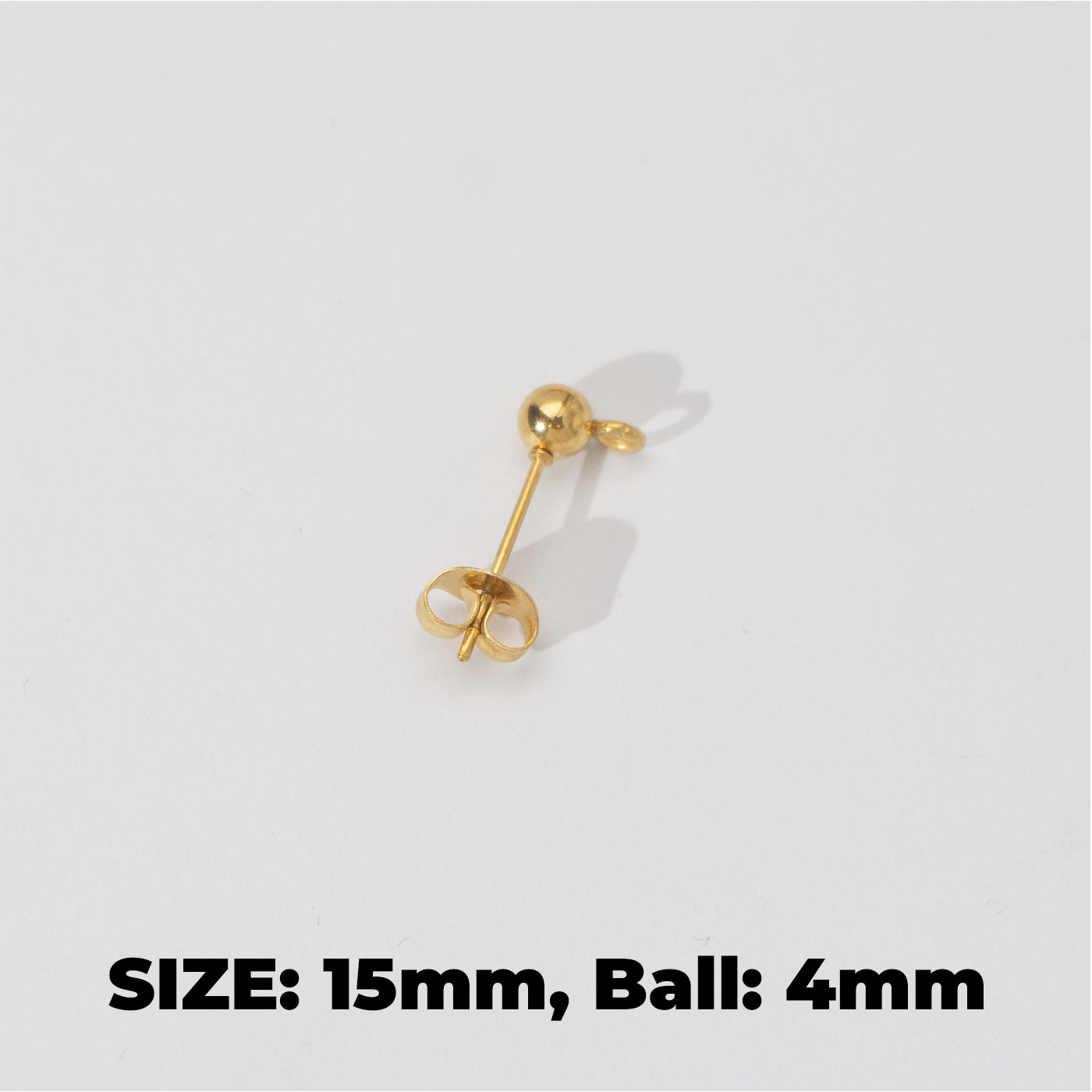 (5 Pair) 4mm Simple Plain Round Half Stud Earrings DIY Stainless Steel PVD Gold Plated Paku Anting Tusuk Setengah Jadi Hypoallergenic