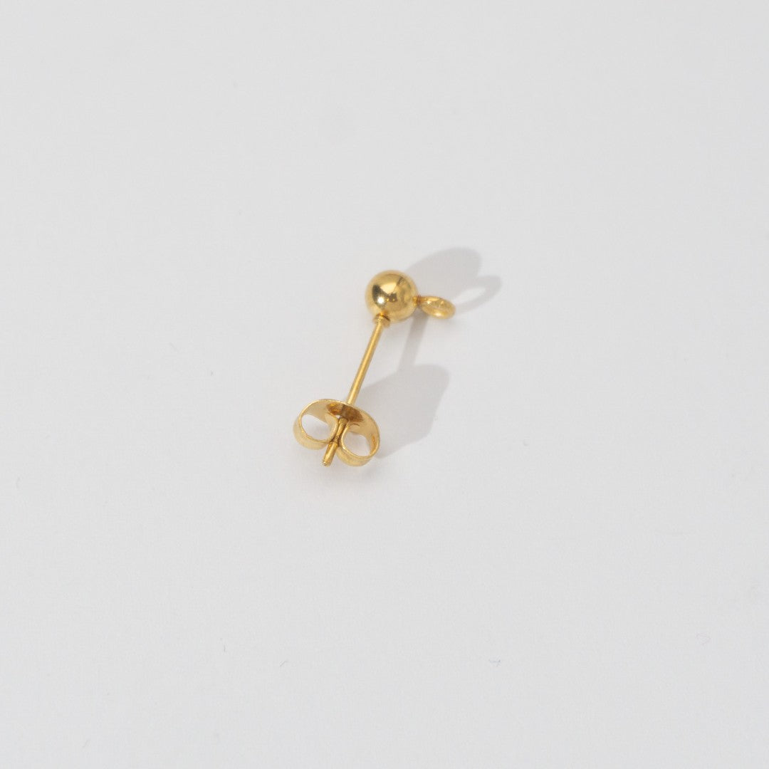 (5 Pair) 4mm Simple Plain Round Half Stud Earrings DIY Stainless Steel PVD Gold Plated Paku Anting Tusuk Setengah Jadi Hypoallergenic