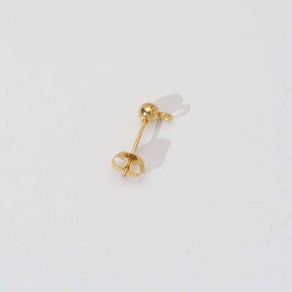 (5 Pair) 4mm Simple Plain Round Half Stud Earrings DIY Stainless Steel PVD Gold Plated Paku Anting Tusuk Setengah Jadi Hypoallergenic