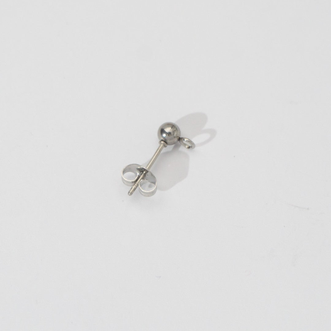 (5 Pair) 4mm Simple Plain Round Half Stud Earrings DIY Stainless Steel PVD Gold Plated Paku Anting Tusuk Setengah Jadi Hypoallergenic