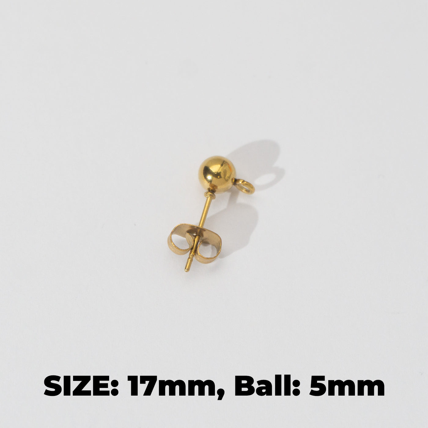 (5 Pair) 5mm Simple Plain Round Half Stud Earrings DIY Stainless Steel PVD Gold Plated Paku Anting Tusuk Setengah Jadi Hypoallergenic
