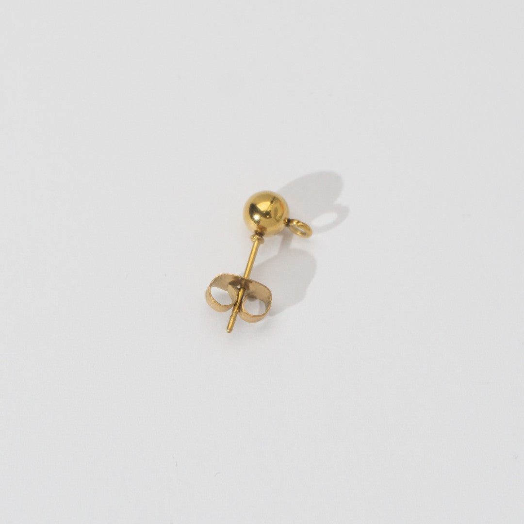 (5 Pair) 5mm Simple Plain Round Half Stud Earrings DIY Stainless Steel PVD Gold Plated Paku Anting Tusuk Setengah Jadi Hypoallergenic