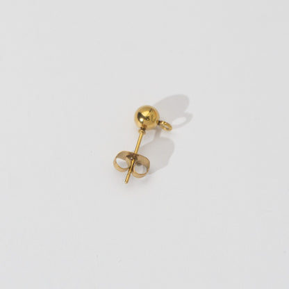 (5 Pair) 5mm Simple Plain Round Half Stud Earrings DIY Stainless Steel PVD Gold Plated Paku Anting Tusuk Setengah Jadi Hypoallergenic