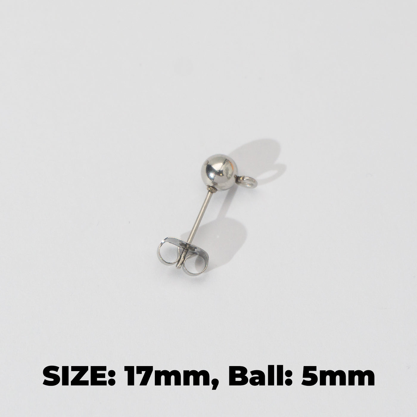 (5 Pair) 5mm Simple Plain Round Half Stud Earrings DIY Stainless Steel PVD Gold Plated Paku Anting Tusuk Setengah Jadi Hypoallergenic