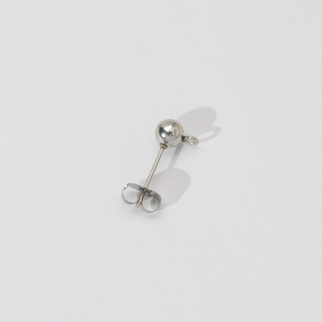 (5 Pair) 5mm Simple Plain Round Half Stud Earrings DIY Stainless Steel PVD Gold Plated Paku Anting Tusuk Setengah Jadi Hypoallergenic
