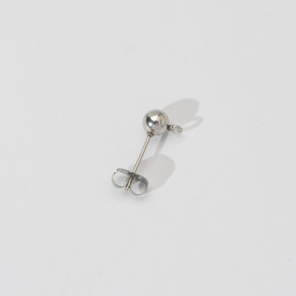 (5 Pair) 5mm Simple Plain Round Half Stud Earrings DIY Stainless Steel PVD Gold Plated Paku Anting Tusuk Setengah Jadi Hypoallergenic