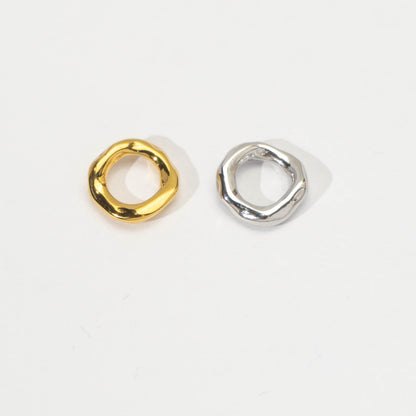 (11mm) Molten Wavy Round Bead Spacer Stainless Steel PVD Gold Plated Liontin Spacer Hypoallergenic