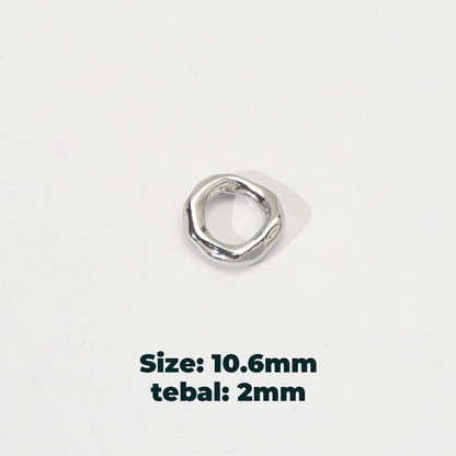 (11mm) Molten Wavy Round Bead Spacer Stainless Steel PVD Gold Plated Liontin Spacer Hypoallergenic