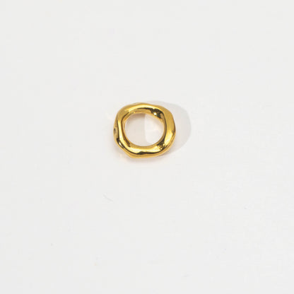 (11mm) Molten Wavy Round Bead Spacer Stainless Steel PVD Gold Plated Liontin Spacer Hypoallergenic