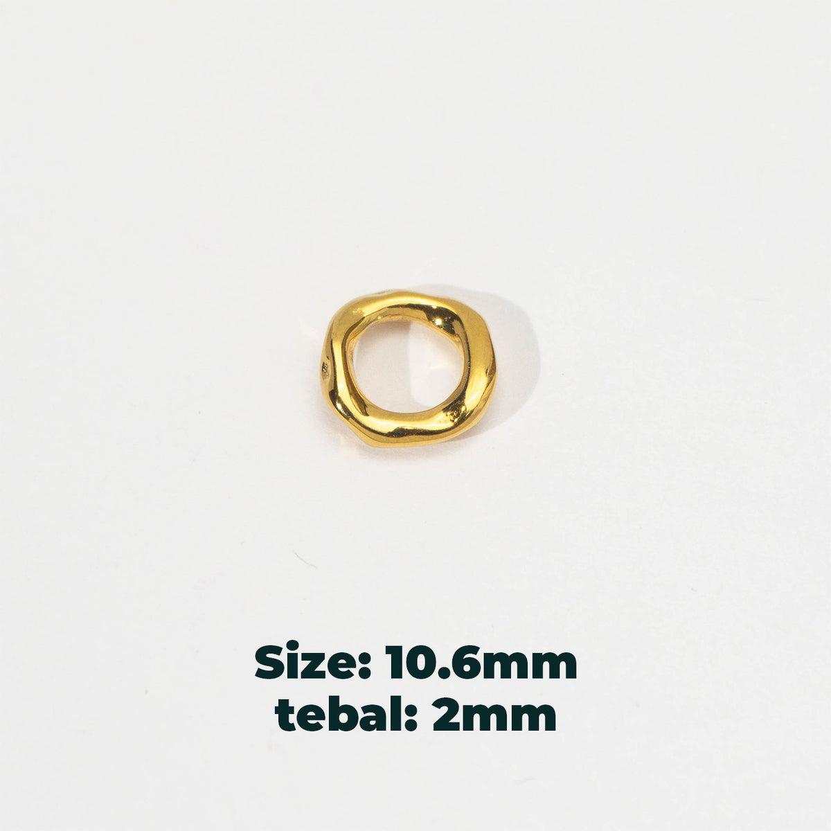 (11mm) Molten Wavy Round Bead Spacer Stainless Steel PVD Gold Plated Liontin Spacer Hypoallergenic