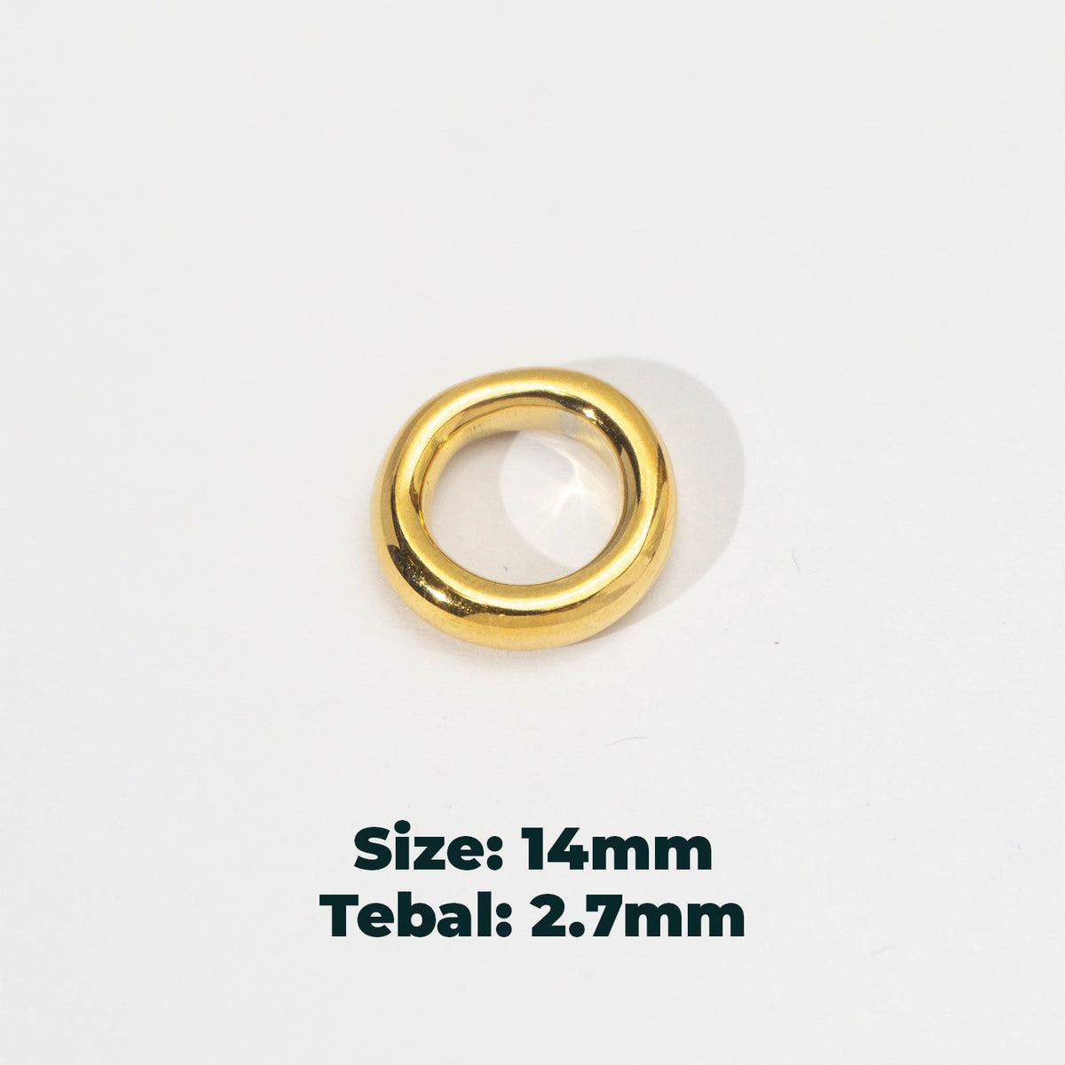(14mm) Round Bead Spacer Stainless Steel PVD Gold Plated Liontin Spacer Hypoallergenic