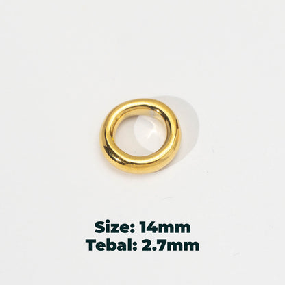 (14mm) Round Bead Spacer Stainless Steel PVD Gold Plated Liontin Spacer Hypoallergenic