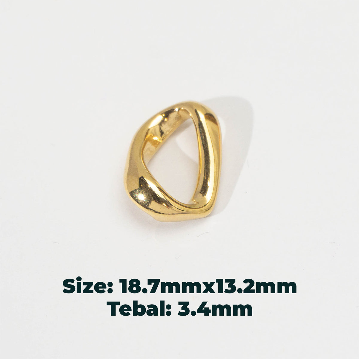 (19mm) Molten Wavy Oval Bead Spacer Stainless Steel PVD Gold Plated Liontin Spacer Hypoallergenic
