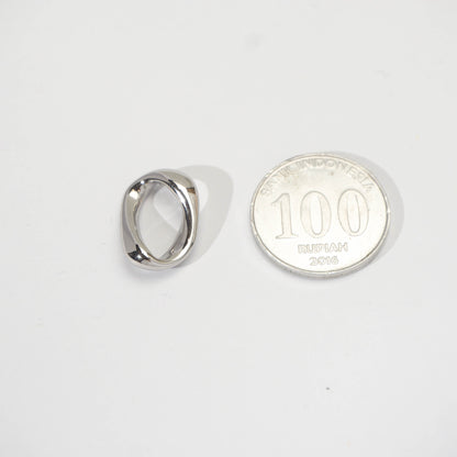 (19mm) Molten Wavy Oval Bead Spacer Stainless Steel PVD Gold Plated Liontin Spacer Hypoallergenic