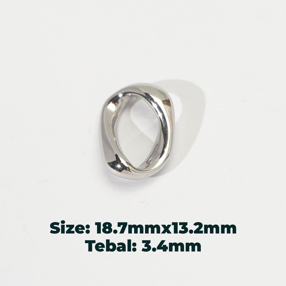 (19mm) Molten Wavy Oval Bead Spacer Stainless Steel PVD Gold Plated Liontin Spacer Hypoallergenic