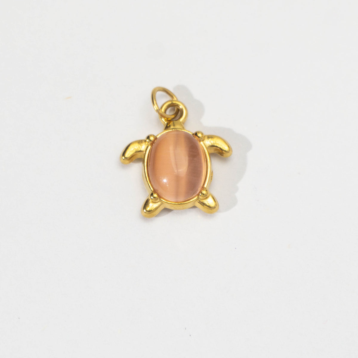 (16mm) Ocean Turtle Gemstone Charm Stainless Steel PVD Gold Plated Liontin Kura - Kura Laut Hypoallergenic