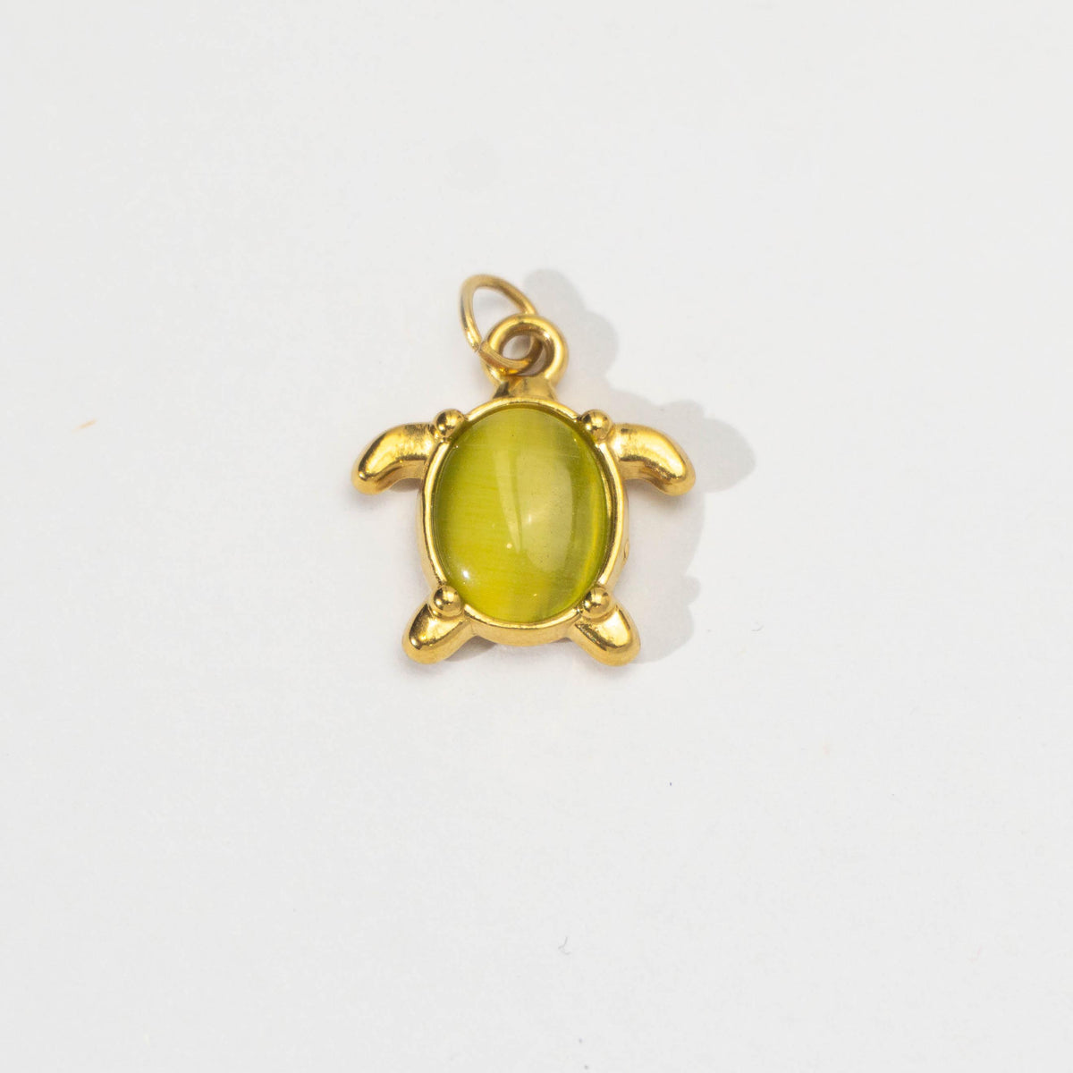 (16mm) Ocean Turtle Gemstone Charm Stainless Steel PVD Gold Plated Liontin Kura - Kura Laut Hypoallergenic
