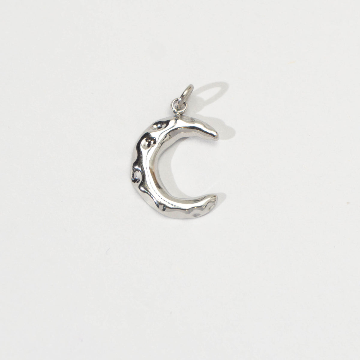 (16mm) Textured Celestial Crescent Moon Charm Stainless Steel PVD Gold Plated Liontin Bulan Sabit Hypoallergenic