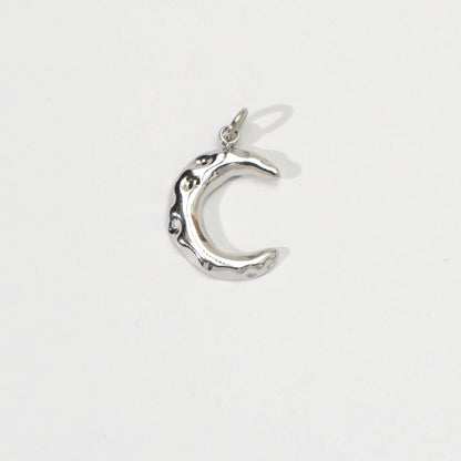 (16mm) Textured Celestial Crescent Moon Charm Stainless Steel PVD Gold Plated Liontin Bulan Sabit Hypoallergenic