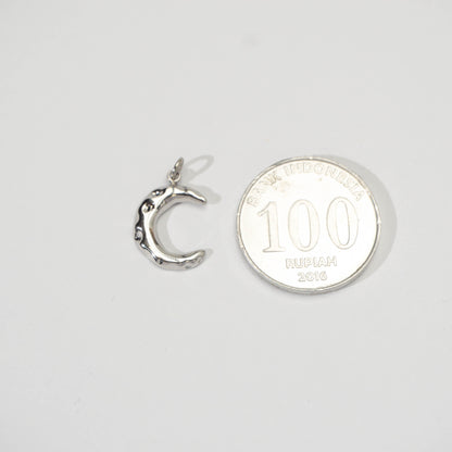 (16mm) Textured Celestial Crescent Moon Charm Stainless Steel PVD Gold Plated Liontin Bulan Sabit Hypoallergenic