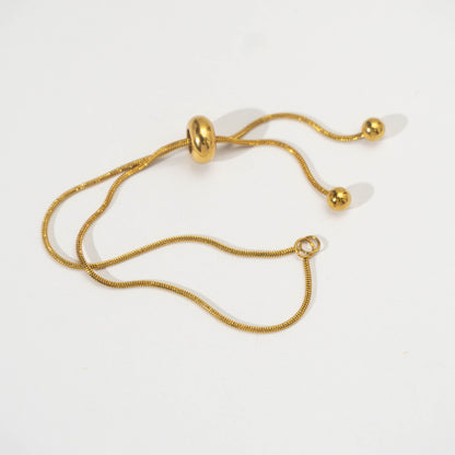 Snake Chain unfinished Adjustable Bracelet Daily Wear Stainless Steel PVD Gold Plated Rantai Gelang Serut Hypoallergenic