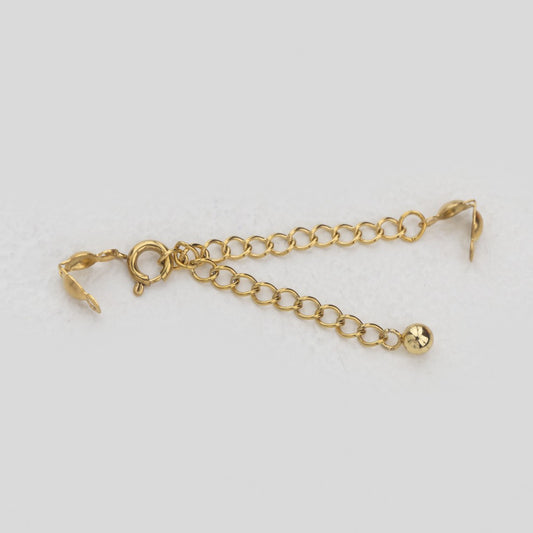 Extender Chain With Crimp Beads Knot For DIY Stainless Steel PVD Gold Plated Rantai Tambahan Gelang/Kalung DIY Hypoallergenic