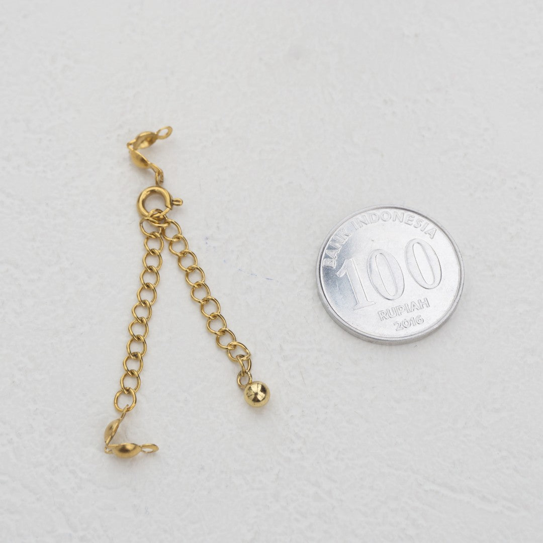 Extender Chain With Crimp Beads Knot For DIY Stainless Steel PVD Gold Plated Rantai Tambahan Gelang/Kalung DIY Hypoallergenic