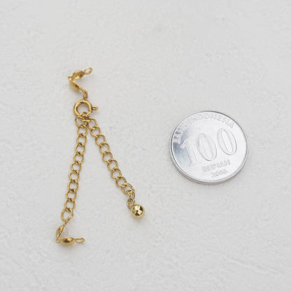 Extender Chain With Crimp Beads Knot For DIY Stainless Steel PVD Gold Plated Rantai Tambahan Gelang/Kalung DIY Hypoallergenic