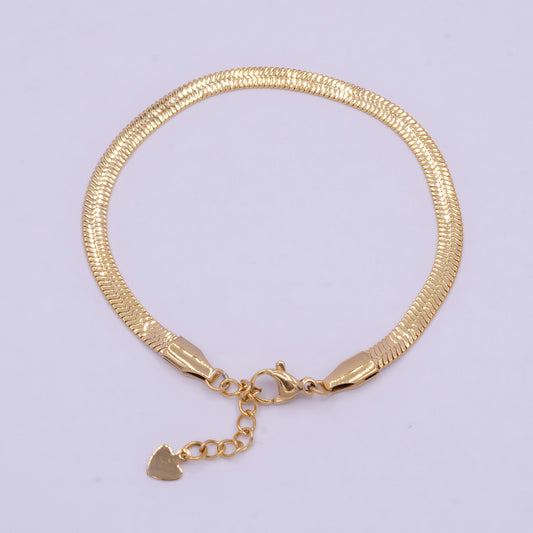 (17cm) Simple Plain Herringbone Snake Chain Stainless Steel PVD Gold Plated Gelang Sisik Hypoallergenic