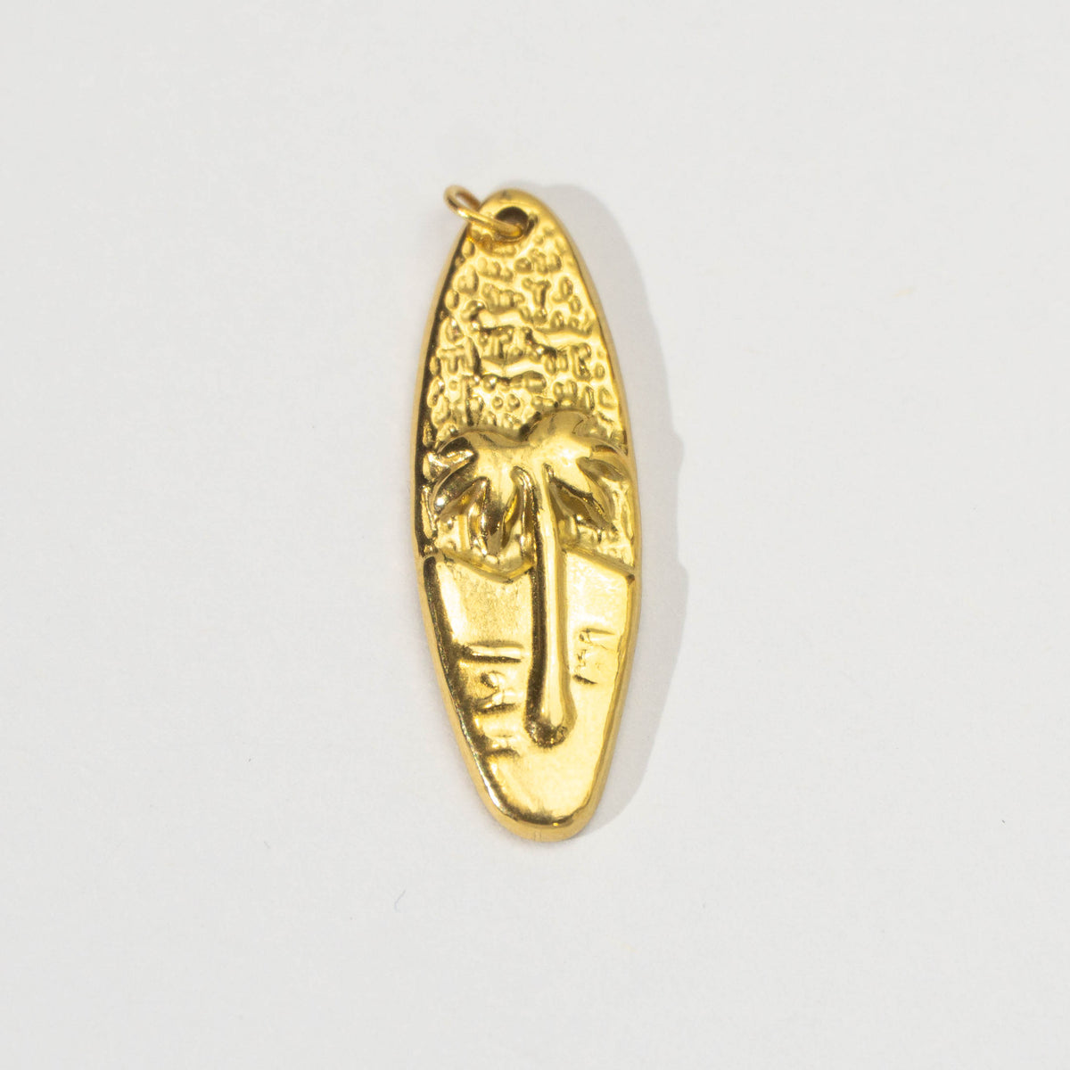 (30mm) Surfboard Shaped Beach Pendant Stainless Steel PVD Gold Plated Liontin Pantai Hypoallergenic