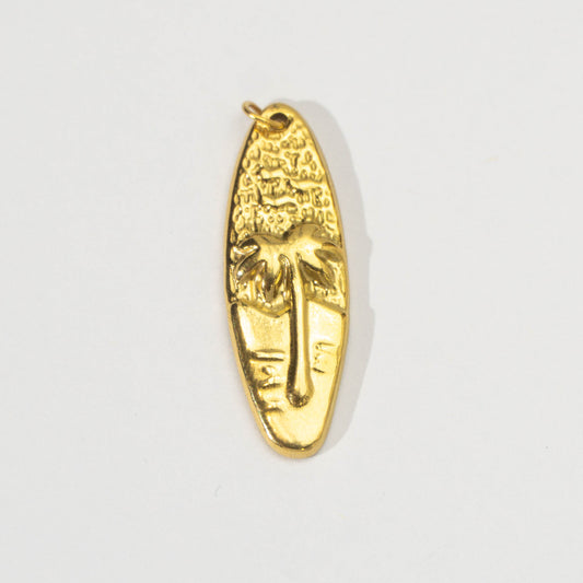 (30mm) Surfboard Shaped Beach Pendant Stainless Steel PVD Gold Plated Liontin Pantai Hypoallergenic
