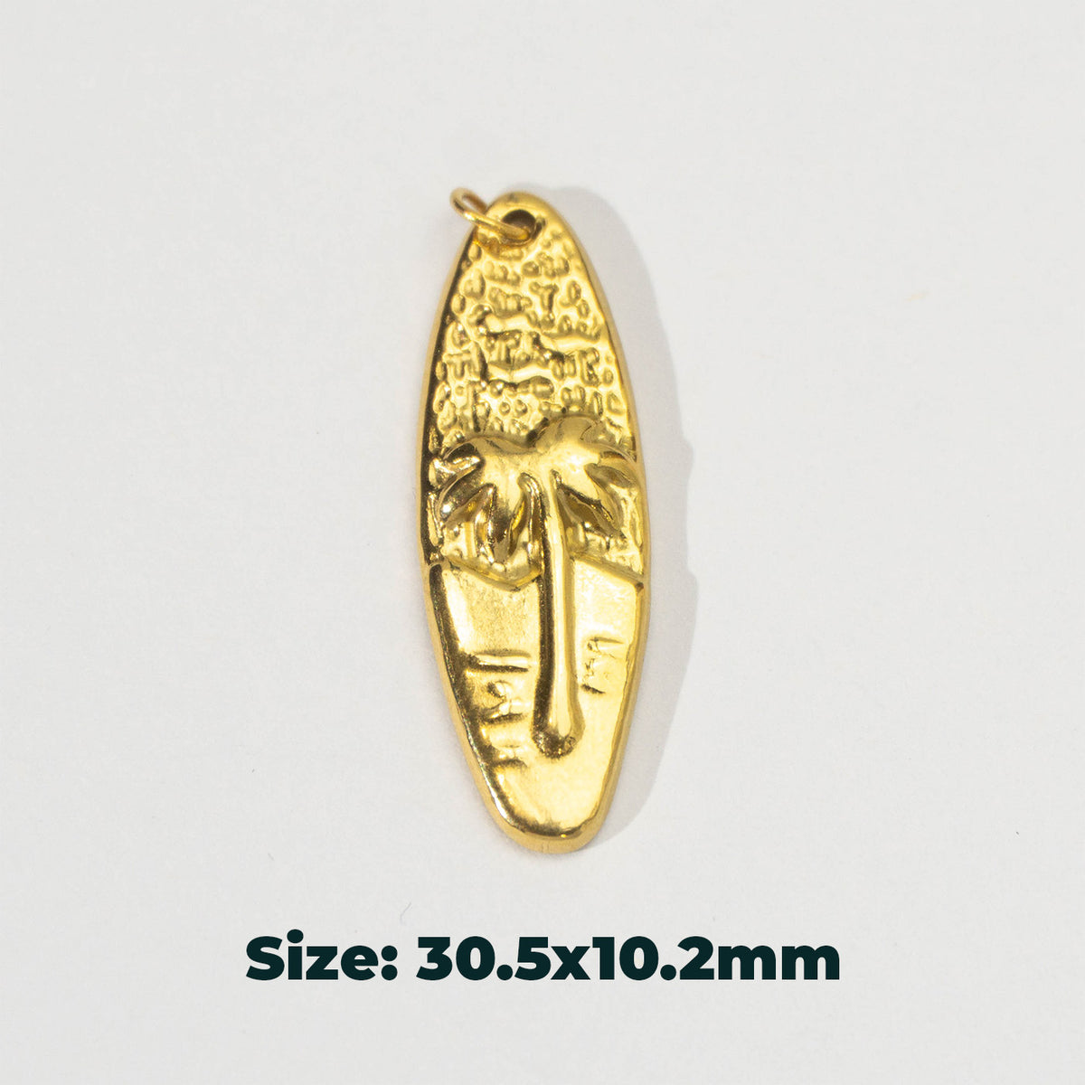 (30mm) Surfboard Shaped Beach Pendant Stainless Steel PVD Gold Plated Liontin Pantai Hypoallergenic