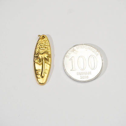 (30mm) Surfboard Shaped Beach Pendant Stainless Steel PVD Gold Plated Liontin Pantai Hypoallergenic