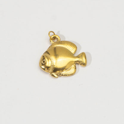 (19mm) Summer Fish Ocean Pendant Stainless Steel PVD Gold Plated Liontin Ikan Hypoallergenic