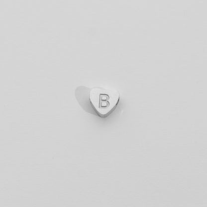 (7mm) Initial Heart Slider Beads Stainless Steel PVD Gold Plated Liontin Manik Huruf Hypoallergenic