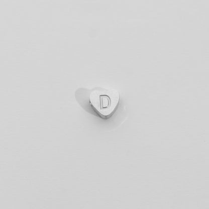 (7mm) Initial Heart Slider Beads Stainless Steel PVD Gold Plated Liontin Manik Huruf Hypoallergenic
