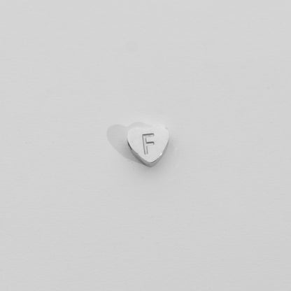 (7mm) Initial Heart Slider Beads Stainless Steel PVD Gold Plated Liontin Manik Huruf Hypoallergenic