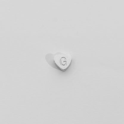 (7mm) Initial Heart Slider Beads Stainless Steel PVD Gold Plated Liontin Manik Huruf Hypoallergenic