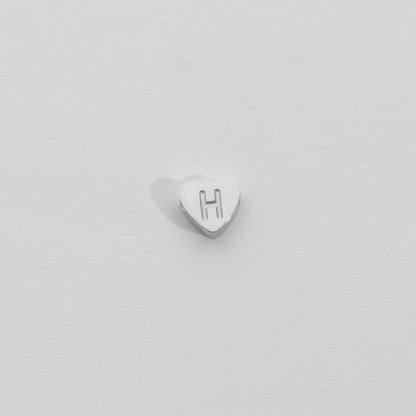 (7mm) Initial Heart Slider Beads Stainless Steel PVD Gold Plated Liontin Manik Huruf Hypoallergenic