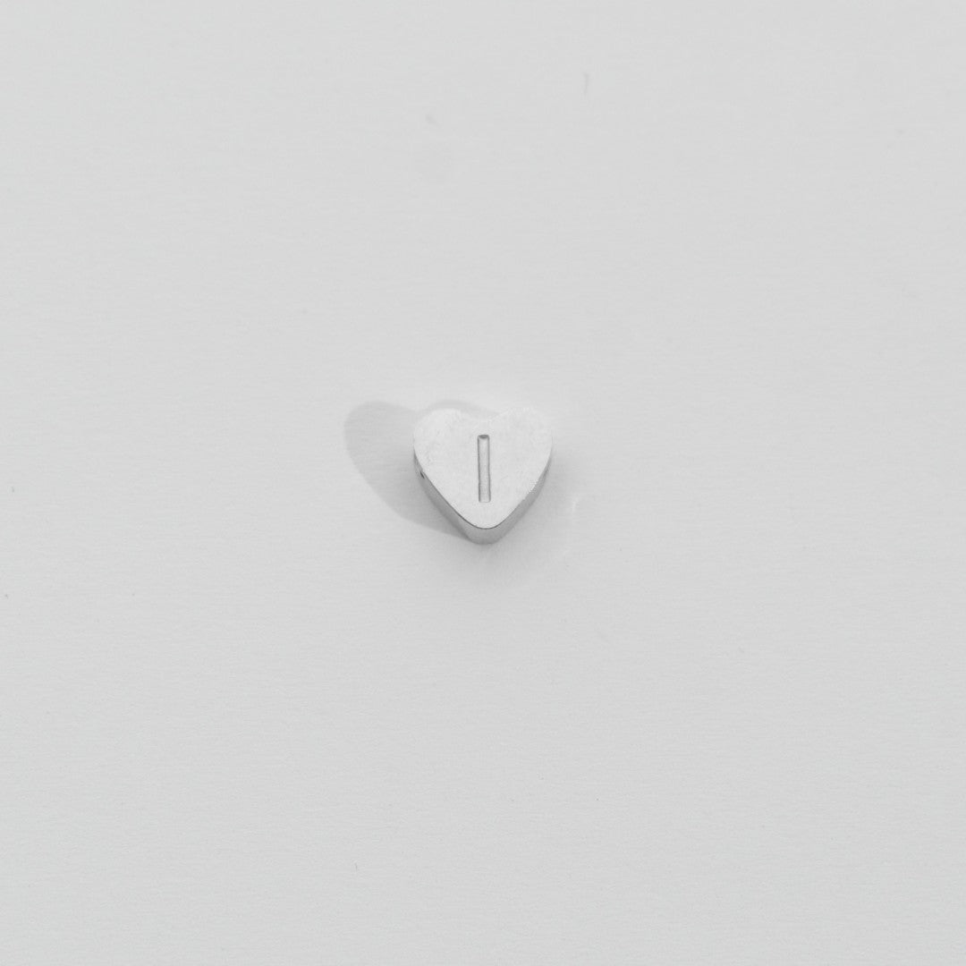 (7mm) Initial Heart Slider Beads Stainless Steel PVD Gold Plated Liontin Manik Huruf Hypoallergenic