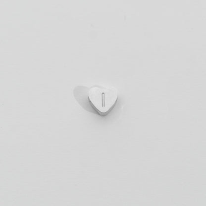 (7mm) Initial Heart Slider Beads Stainless Steel PVD Gold Plated Liontin Manik Huruf Hypoallergenic