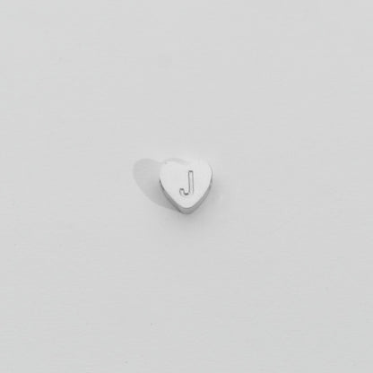 (7mm) Initial Heart Slider Beads Stainless Steel PVD Gold Plated Liontin Manik Huruf Hypoallergenic