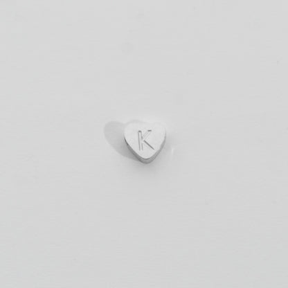(7mm) Initial Heart Slider Beads Stainless Steel PVD Gold Plated Liontin Manik Huruf Hypoallergenic