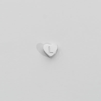 (7mm) Initial Heart Slider Beads Stainless Steel PVD Gold Plated Liontin Manik Huruf Hypoallergenic