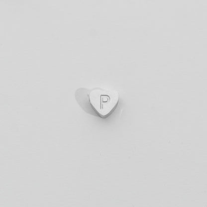 (7mm) Initial Heart Slider Beads Stainless Steel PVD Gold Plated Liontin Manik Huruf Hypoallergenic