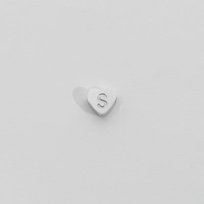 (7mm) Initial Heart Slider Beads Stainless Steel PVD Gold Plated Liontin Manik Huruf Hypoallergenic