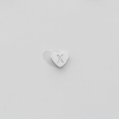 (7mm) Initial Heart Slider Beads Stainless Steel PVD Gold Plated Liontin Manik Huruf Hypoallergenic